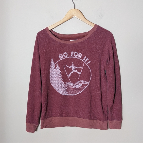 Sol Angeles red 'go for it!' graphic sweatshirt size XS - Picture 1 of 6
